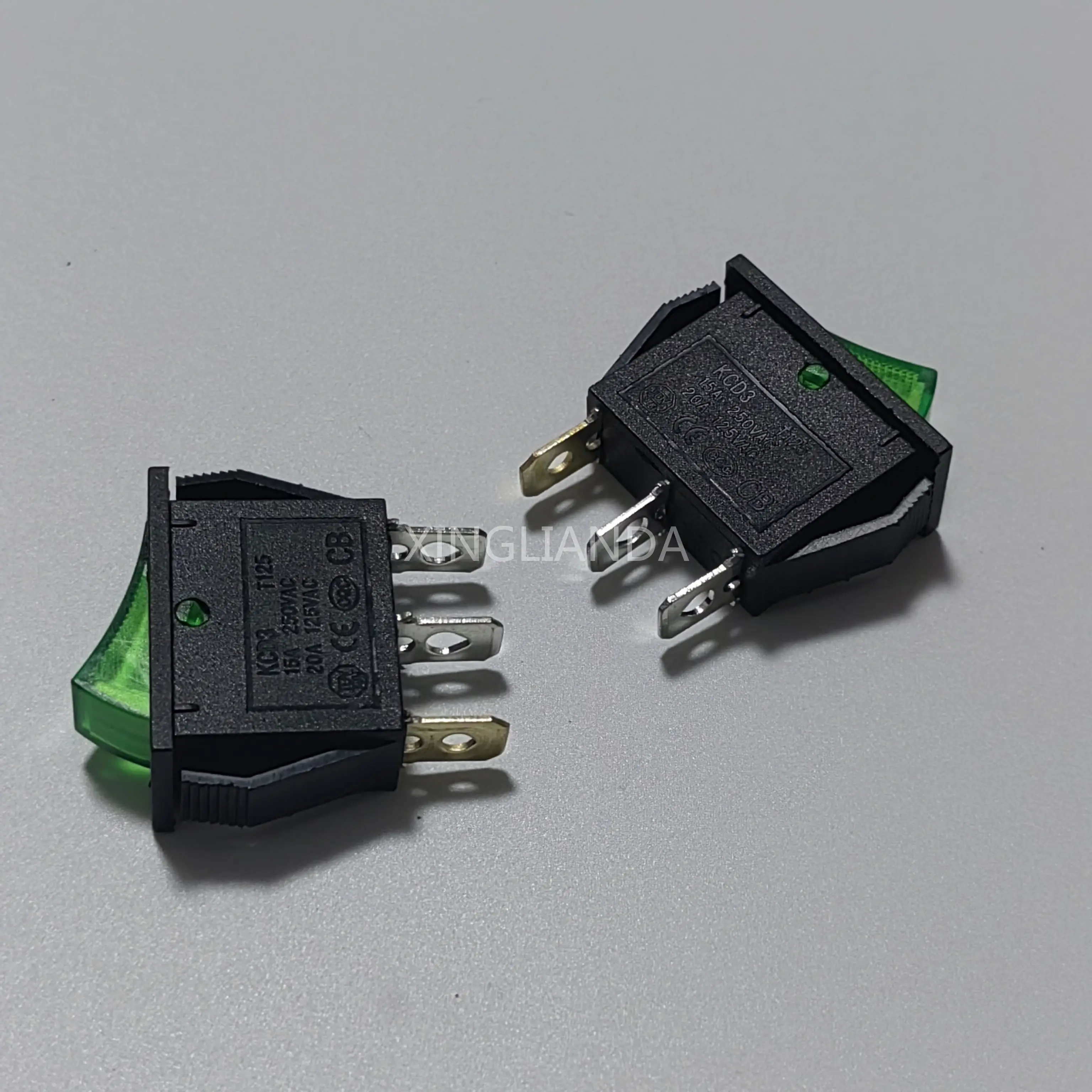 

20 шт. KCD3 кулисный переключатель ВКЛ-ВЫКЛ 2-позиционный 3-контактный переключатель электрооборудования 15A/250 В переменного тока 20 А/125 В переменного тока красный зеленый свет