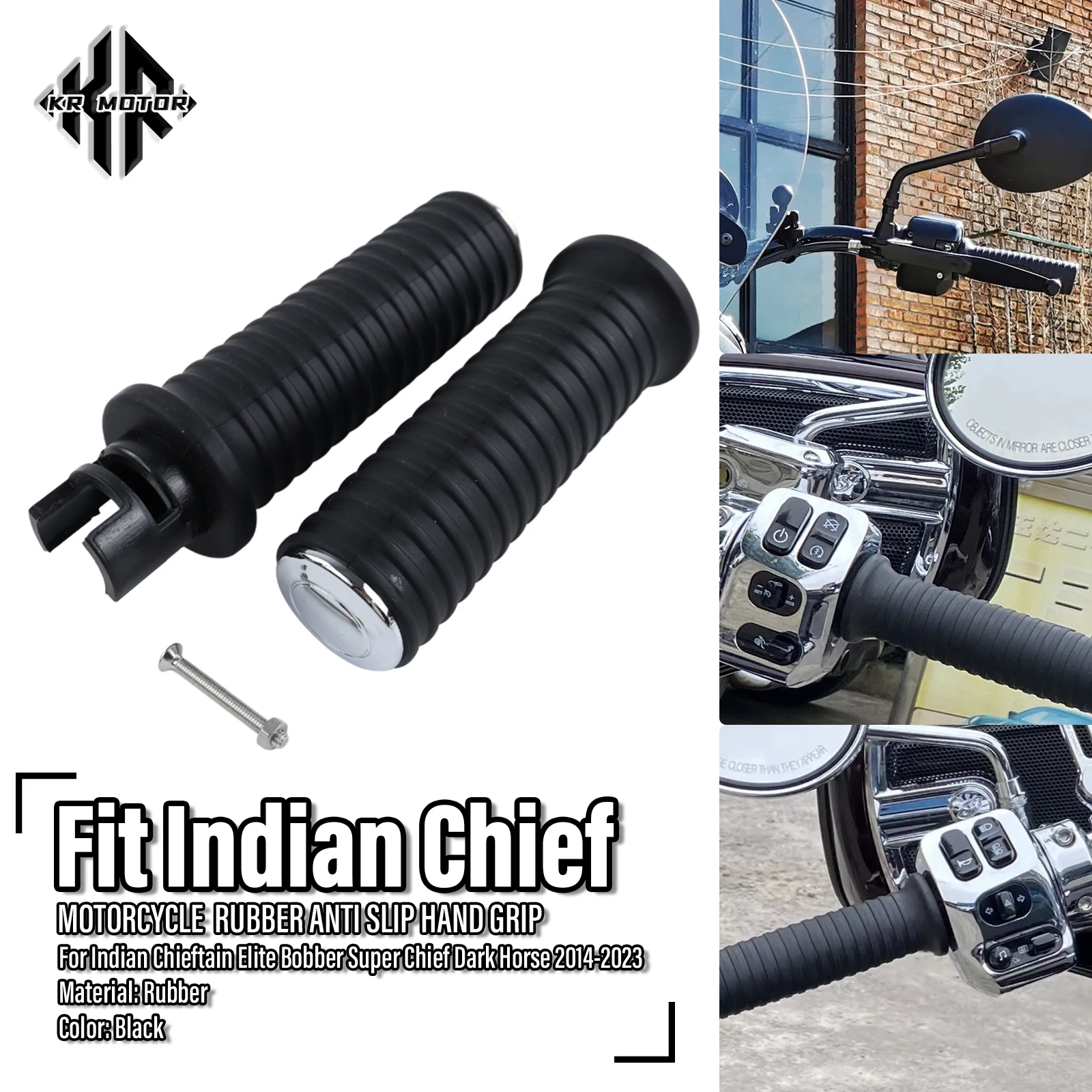 

Fit For Indian Chieftain Elite Bobber Super Chief Dark Horse 2014-2023 Motorcycle Handlebar Grips Rubber Anti Slip Hand Grip
