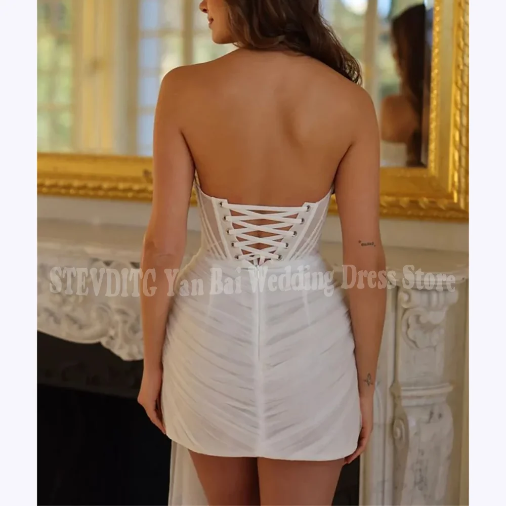 Abiti da ballo glamour per le donne Mini abito da festa senza maniche a sirena senza spalline Abito da sera formale per banchetti con perle di lusso