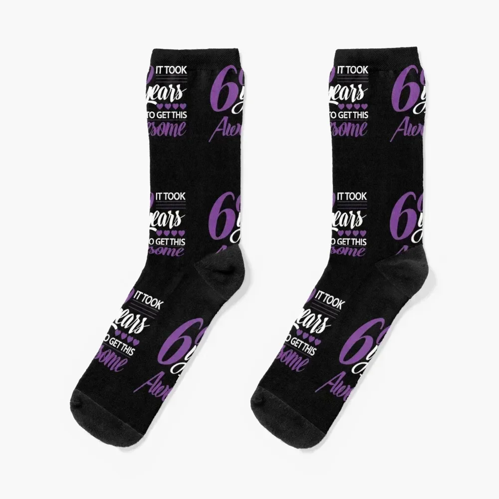 it took 60 years to get this awesome - funny birthday gift for men and women Socks crazy Stockings new year Women Socks Men's
