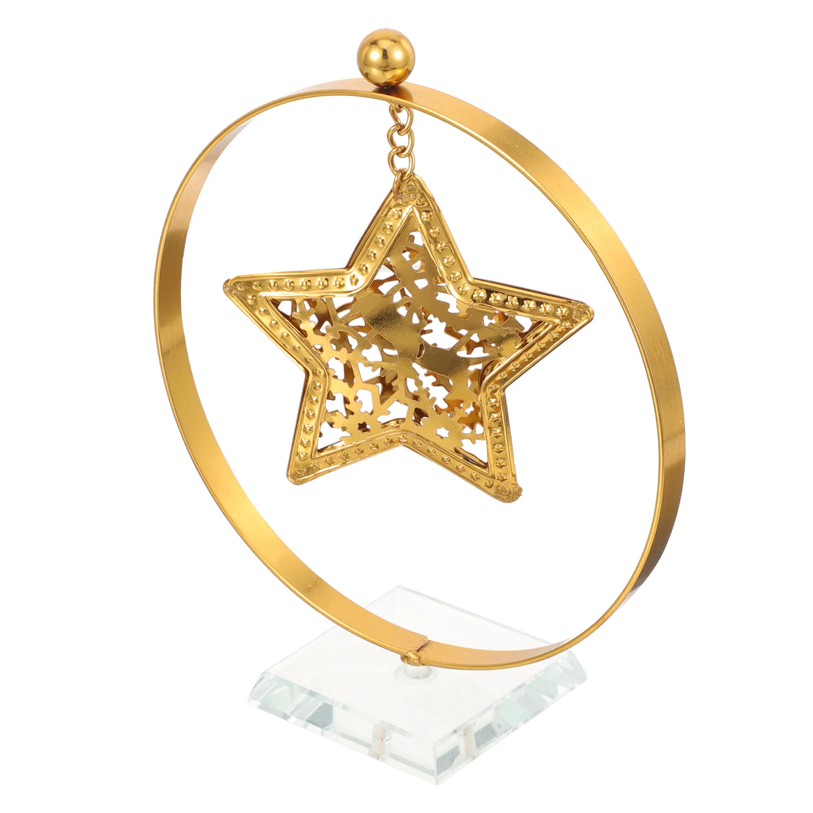 

Five-Pointed Star Desktop Decoration Metal Crystal Table Ornament Elegant Modern Art Craft for Living Room Bedroom Cabinet