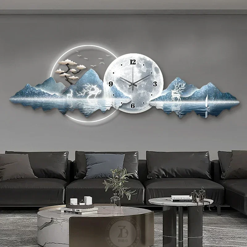 

Luxury Large Wall Clocks Art Mural Led Silent Aesthetic Wall Watch Minimalist Creative Nordic Horloge Living Room Decoration