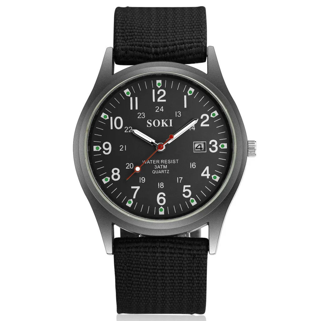 Reloj deportivo militar para hombre, cronógrafo de pulsera con correa de nailon, calendario, sencillo, a la moda, nuevo, 2019