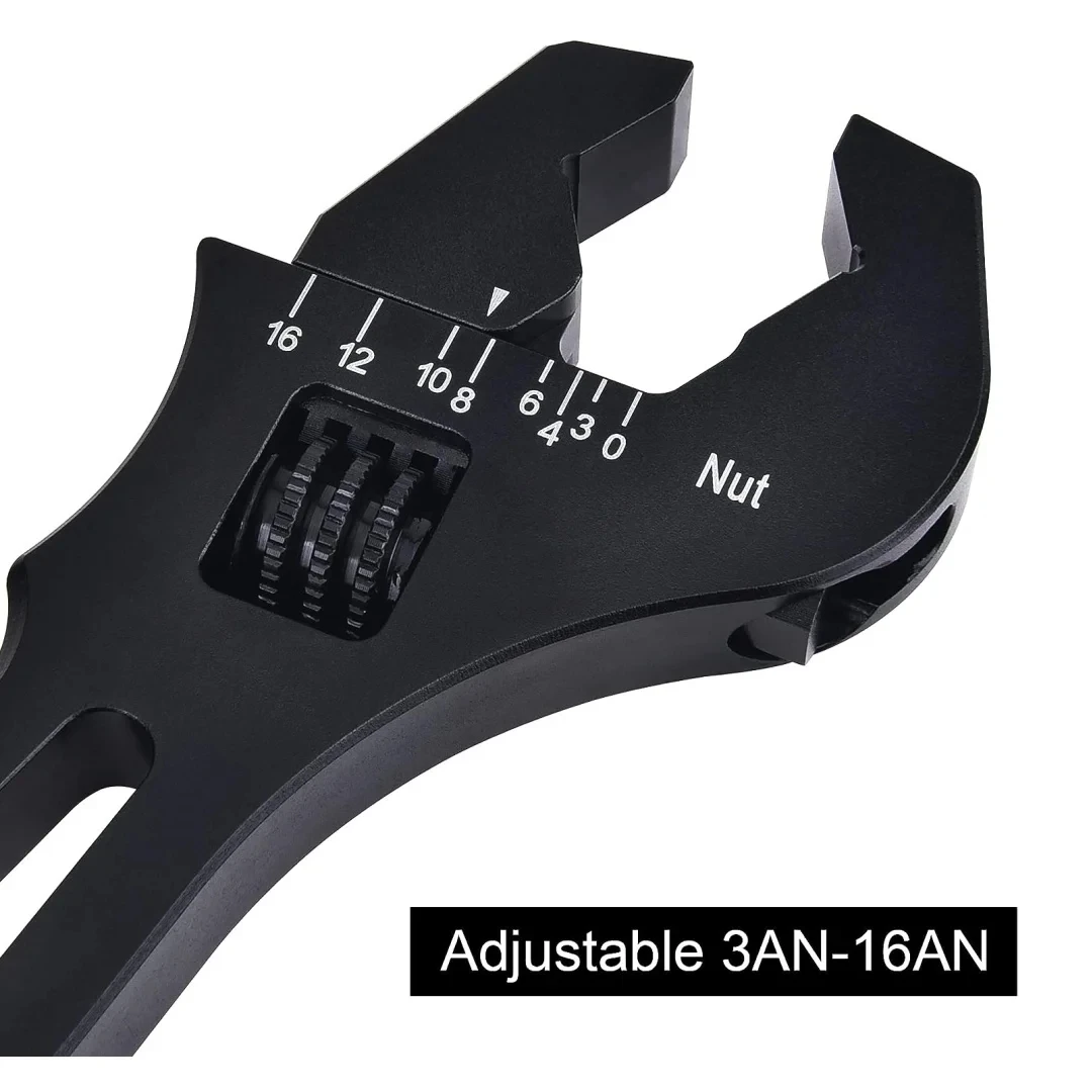 

Adjustable AN Spanner 3AN-16AN Lightweight Aluminum Wrench Black Hand Tool for AN Hose Fittings and Adapters