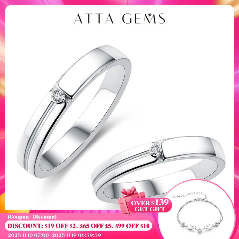 

Attagems 2022 New Luxury Classic Moissanite Ring for Men Women Engagement Rings Couple Wedding Female Anniversary Fine Jewelry