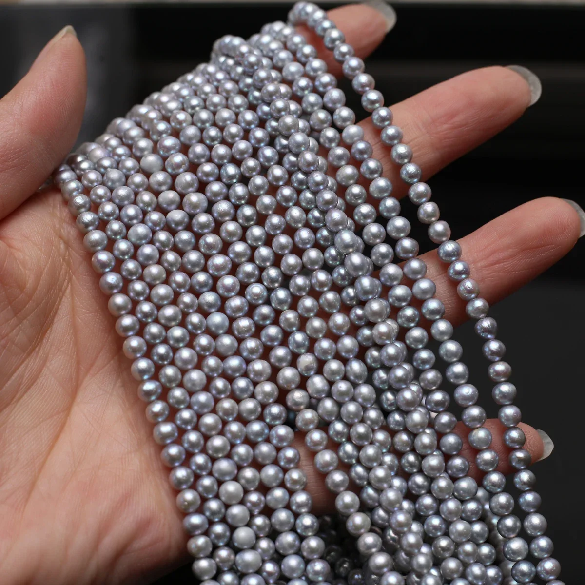

Wholesale Natural Freshwater Small Pearl 3-4mm AAA Gray Round Isolated Loose Bead Jewelry Make DIY Necklace Bracelet Women Gift