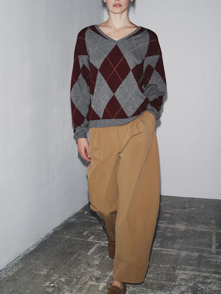 Sweet Casual Trousers New Winter 2025 Women's Faion Pleated Loose Versatile Sweet Sle plus Size Ethnic Stage Clothing