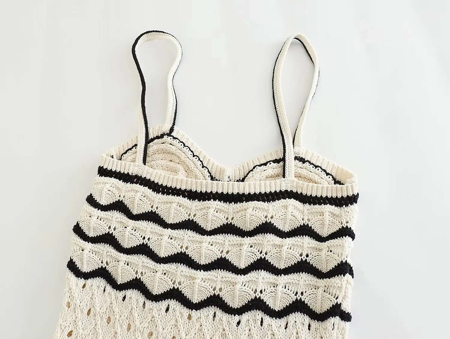 تنورة نسائية طويلة بحمالة مفرغة فرنسية محبوكة ، فستان مزاجه ، على الطراز الأوروبي والأمريكية ، موضة جديدة ، الصيف ،