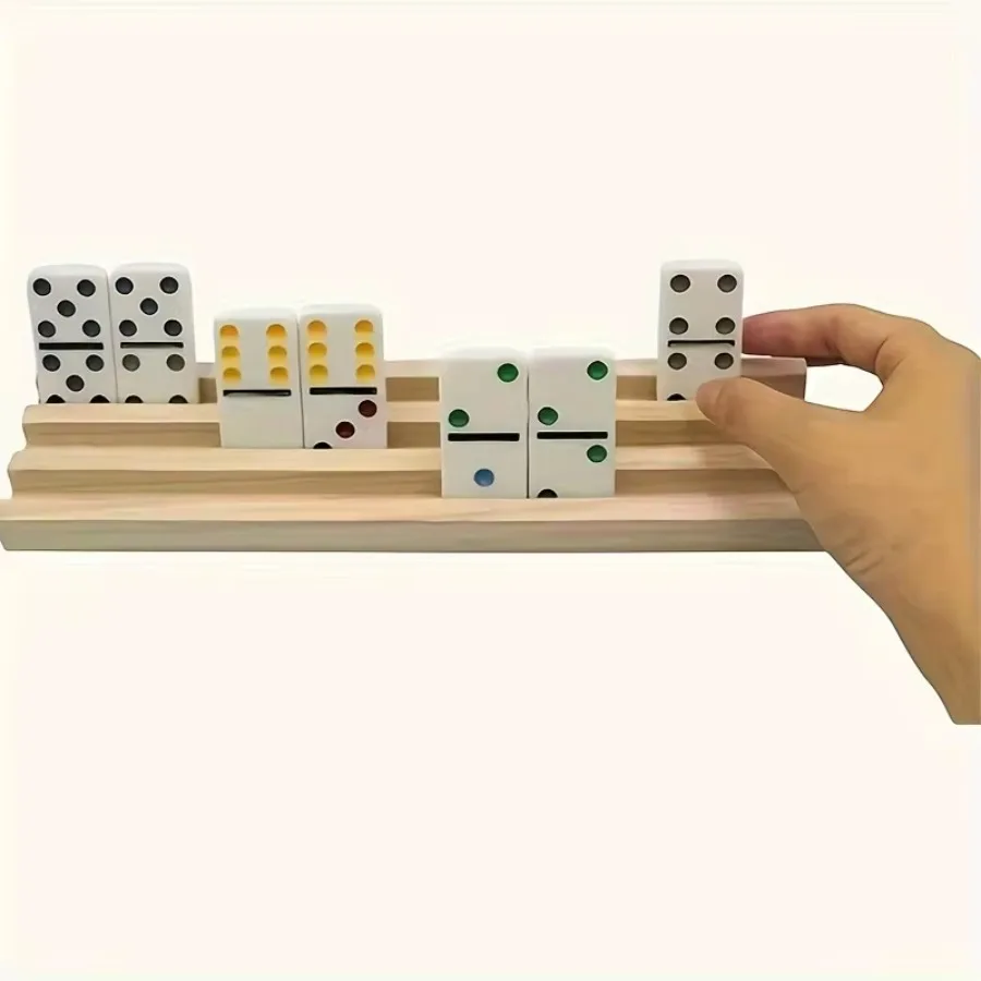 Wooden Domino Tray One, Domino Rack Domino Tiles, Domino Holder for Mexican Train, Mahjong, Domino Game