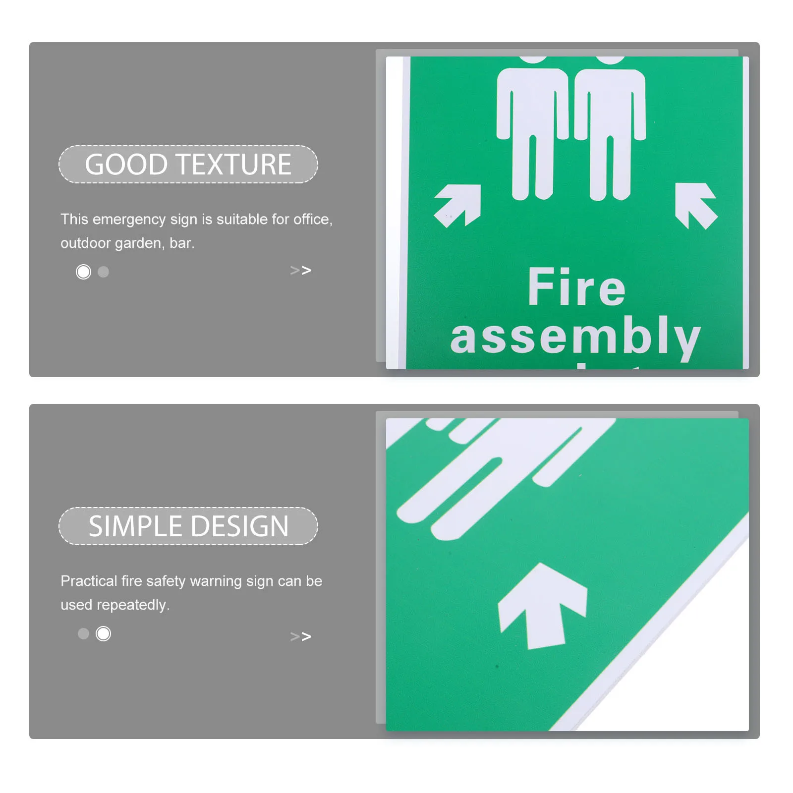 Outdoor Fire Assembly Point Sign Aluminum Safety Sign High Visibility Corrosion Resistant for Garden Playground Office Emergency