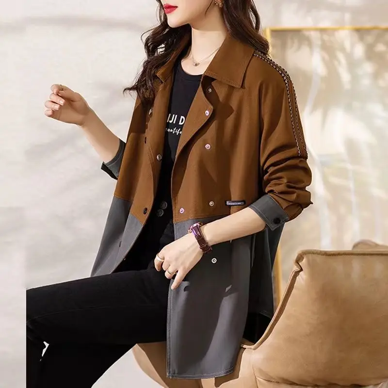 Bolsos de botão de lapela feminino emendados blazer casual, tops coreanos soltos, blazers que combinam com tudo, roupas femininas, nova moda, outono, inverno, 2022