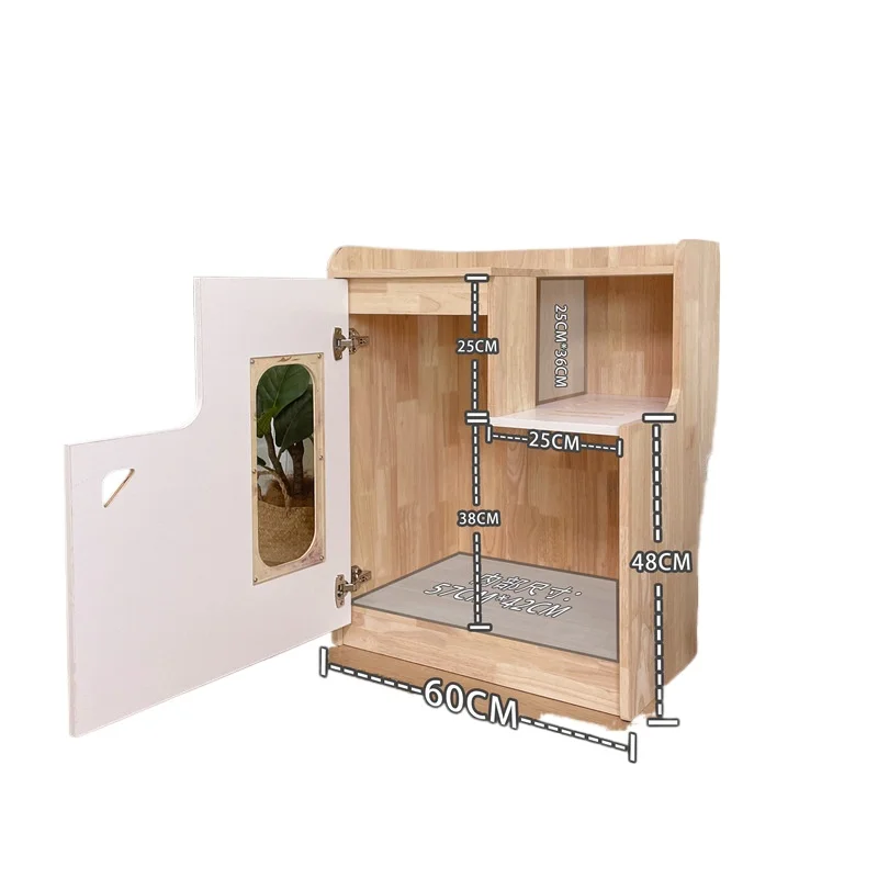

Comfortable Pet Cat Solid Wood Leak - Proof Sand Splash Cat Litter Box Cabinet Home Closed Odor - Proof Cabinet