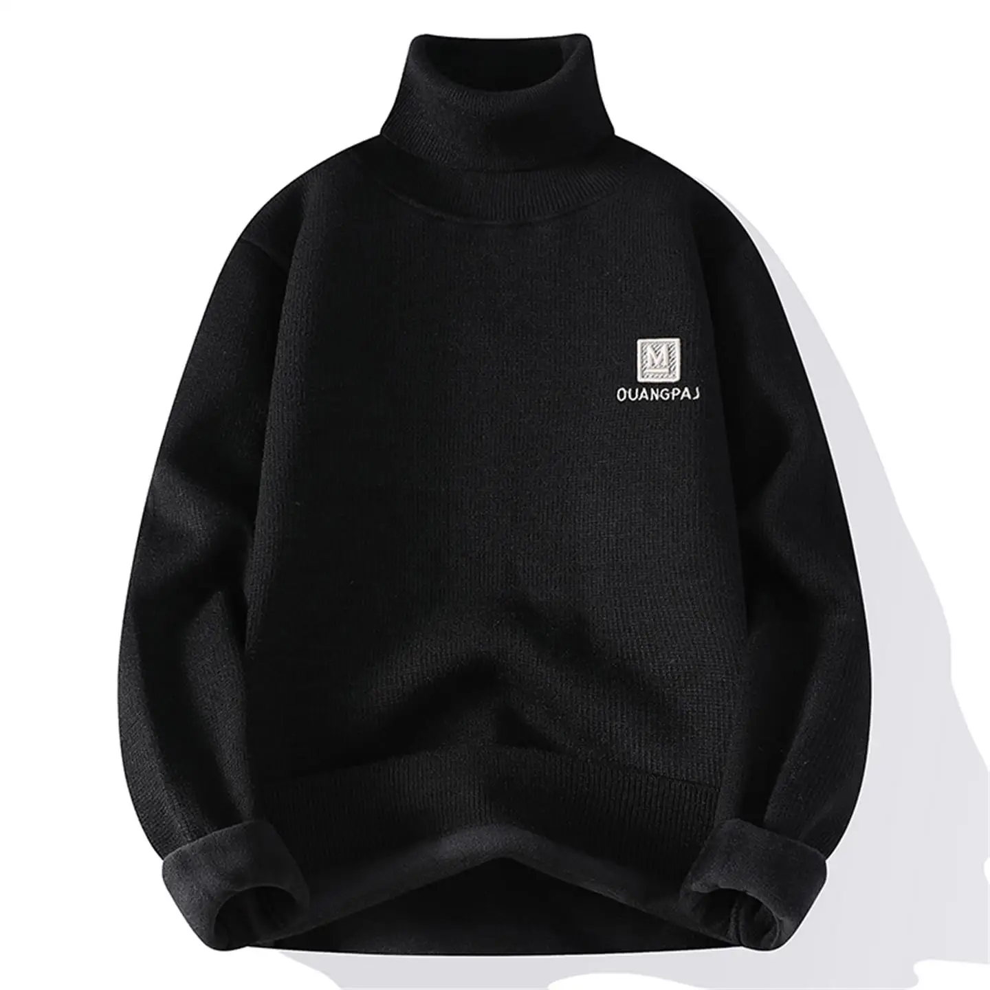 Thiened Fce Maglione lavorato a maglia a collo alto da uomo Base invernale irt Interno caldo Top Faion Urban Sle Long Sve Crew Ne