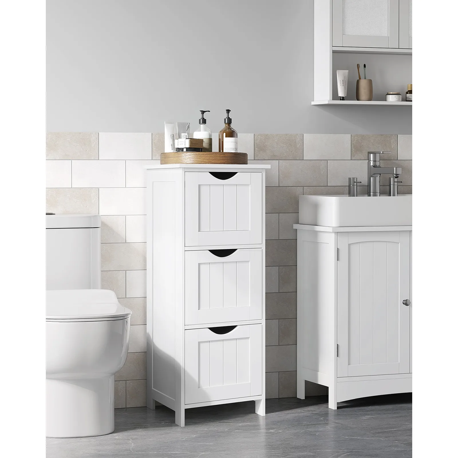 VASAGLE Bathroom Storage Cabinet with 3 Drawers for Living Room, Dining Room and Kitchen, 30 x 32 x 81 cm