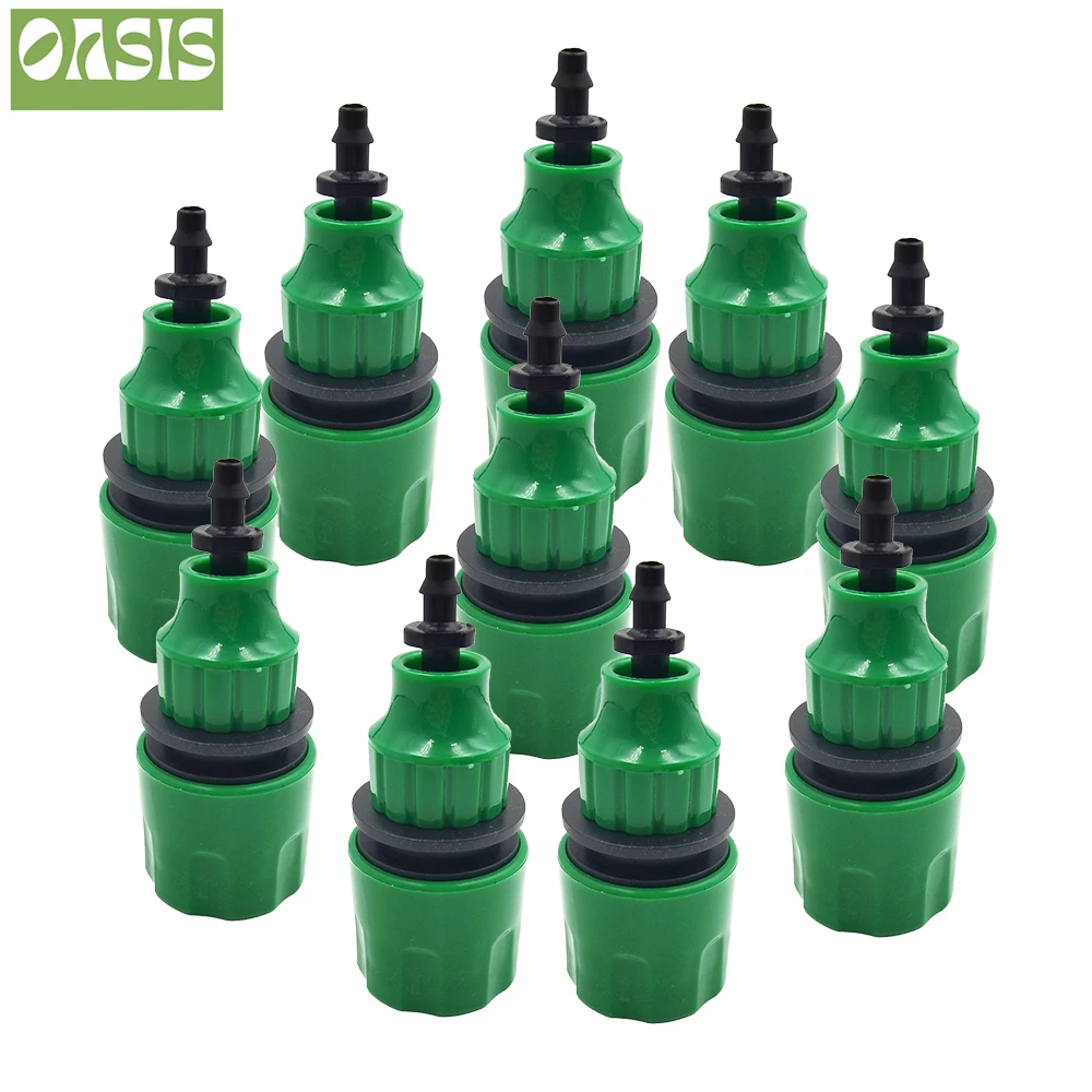 OASIS 2PCS Quick Coupling Adapter with 1/4 (ID 4mm) or 3/8 inch (8mm) Barbed Connector for Irrigation Garden Watering Greenhouse