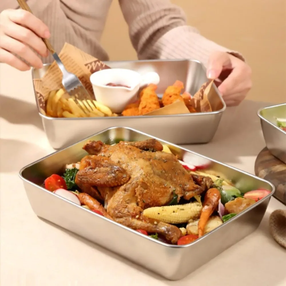 3 Pcs Stainless Steel Food Storage Boxes Stackable Open Container Kitchen Meal Prep Outdoor Camping Utility Tool Kit Sets Extras
