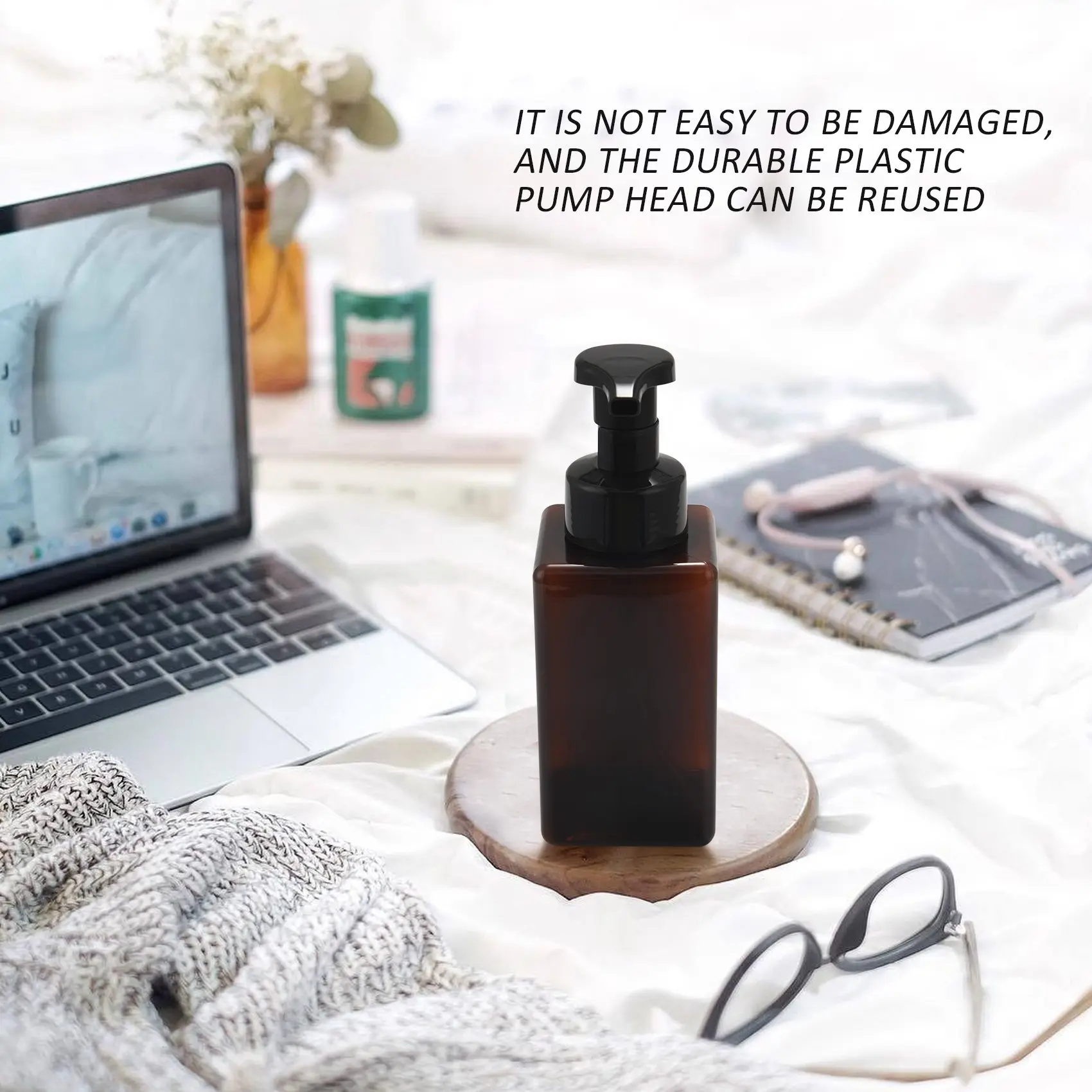 2er Pack Schaums eifen spender 15 Unzen nachfüllbarer Schaum flüssige Hands eife leere Plastik pumpe Flaschen behälter-braun 450ml