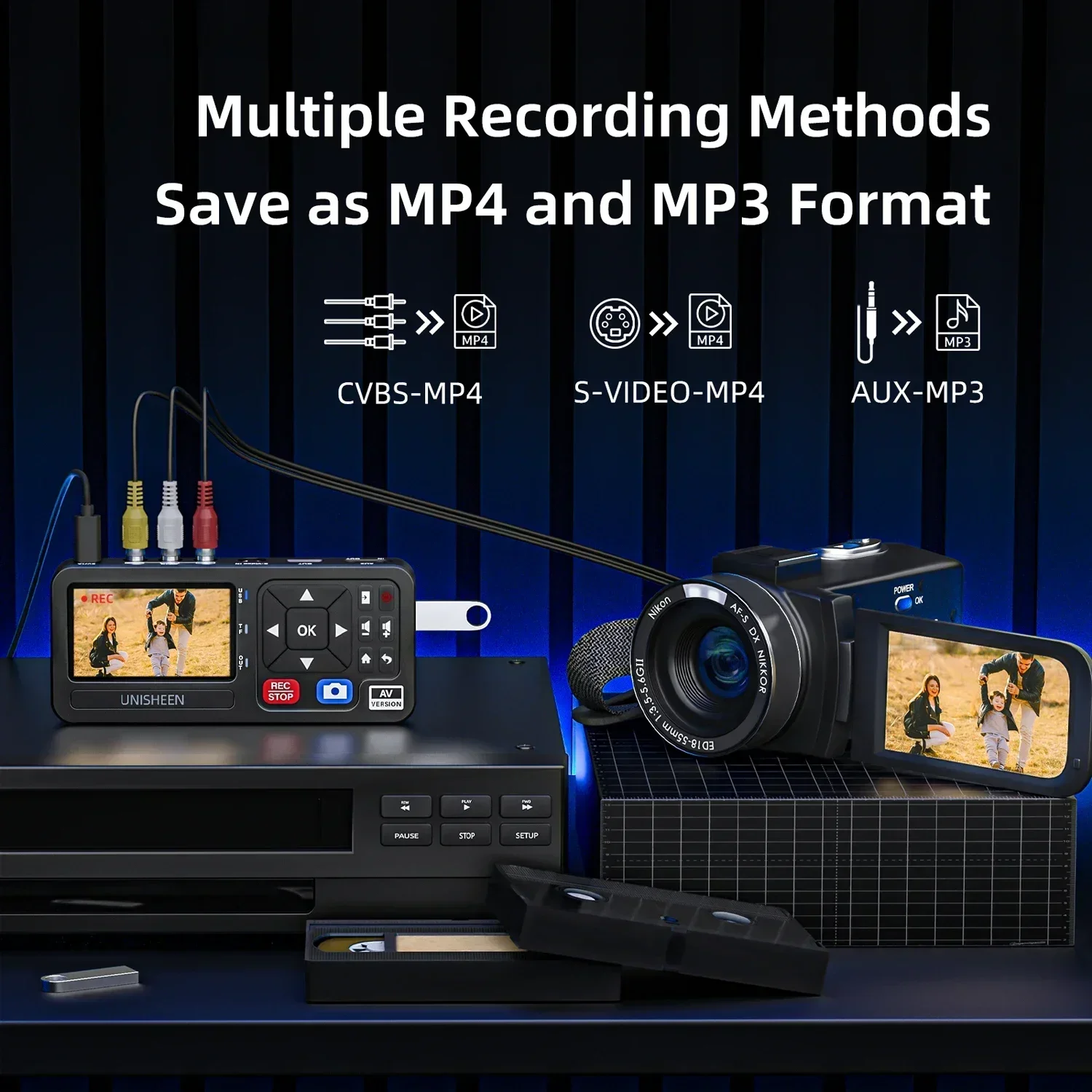 

New in stock Unisheen Video to Digital Converter Record Video From VCR VHS Tapes AV RCA Hi8 Camcorder DVD Gaming System