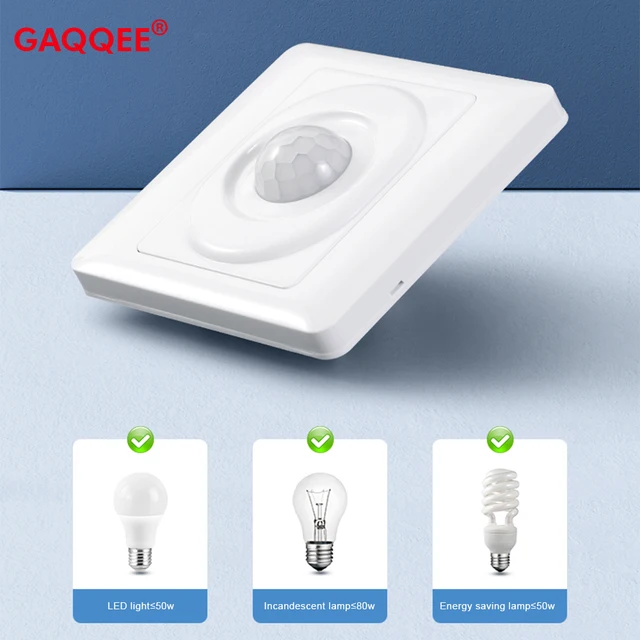 AC 220V LED PIR Czujnik ruchu Przełącznik światła Detekcja ludzkiego ciała na podczerwień Automatyczne włączanie i wyłączanie inteligentnego przełącznika światła na klatkę schodową w korytarzu