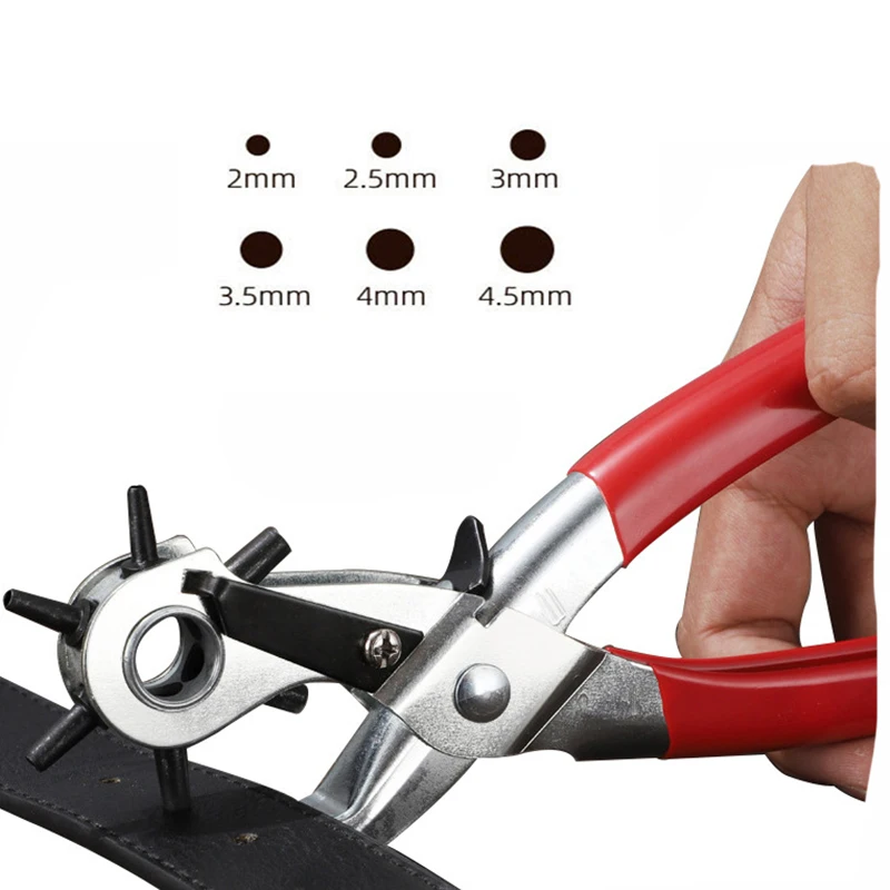 Multifunctional Belt Puncher 6 Round Holes Universal Belt Luggage Plastic Products Leather Paper Card Punch Hole Punch Pliers