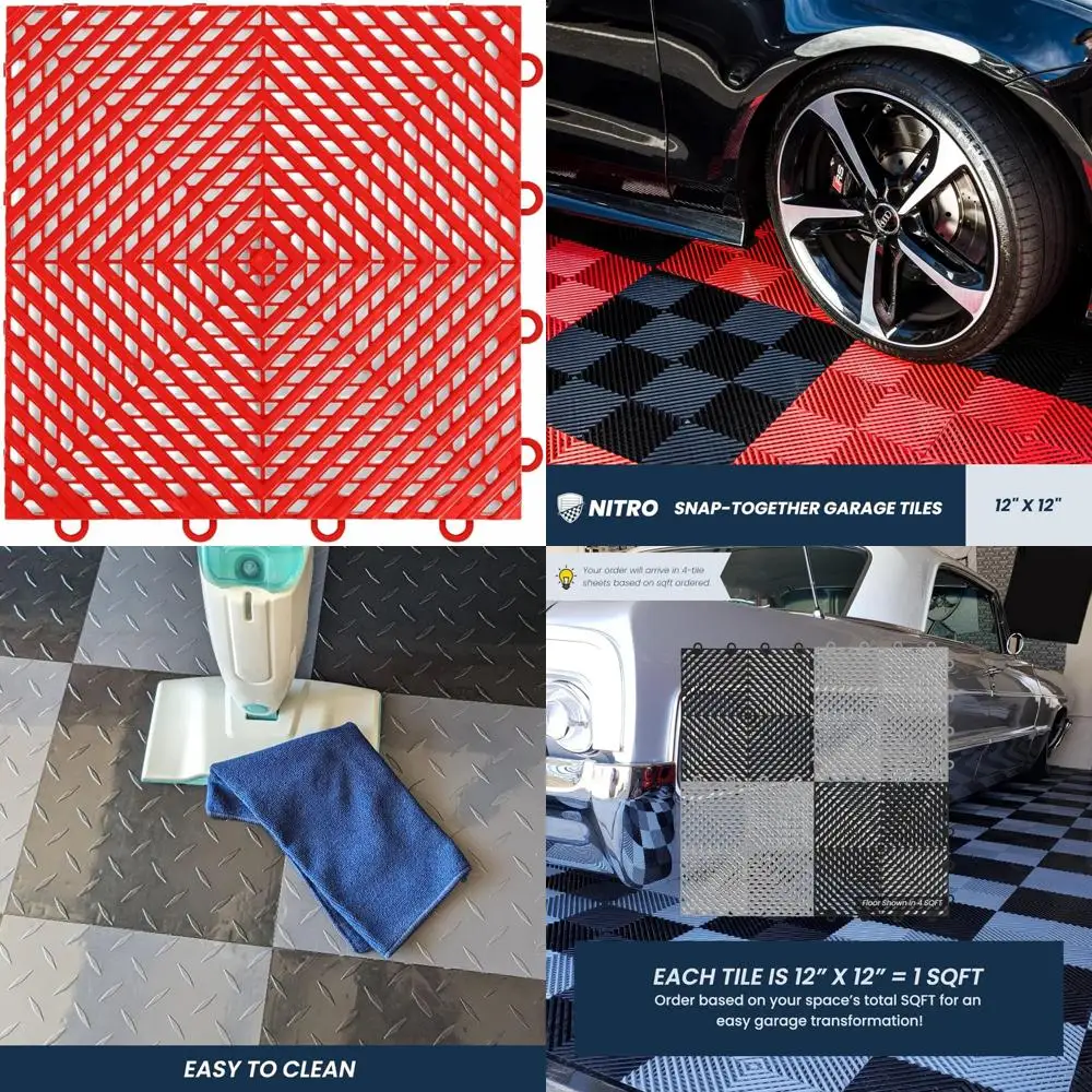 بلاط أرضية جراج متشابك من البلاستيك غير قابل للانزلاق، سجادات معًا للتخزين والتنظيم #1