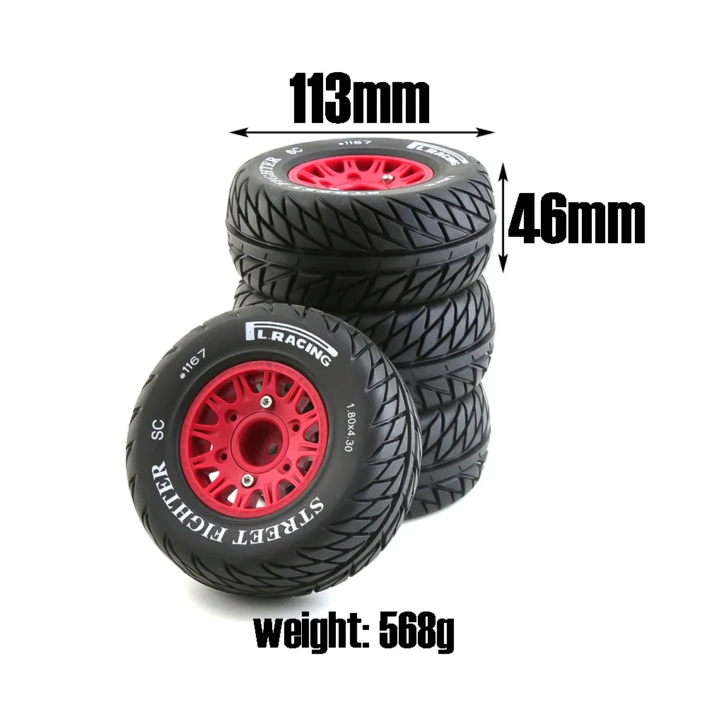 4PCS 113mm 1/8 1/10 Short Course Truck Tire with 12mm 14mm 17mm Wheel Hex for Traxxas Slash ARRMA SENTON Vkar SCTX10 HPI RC Car