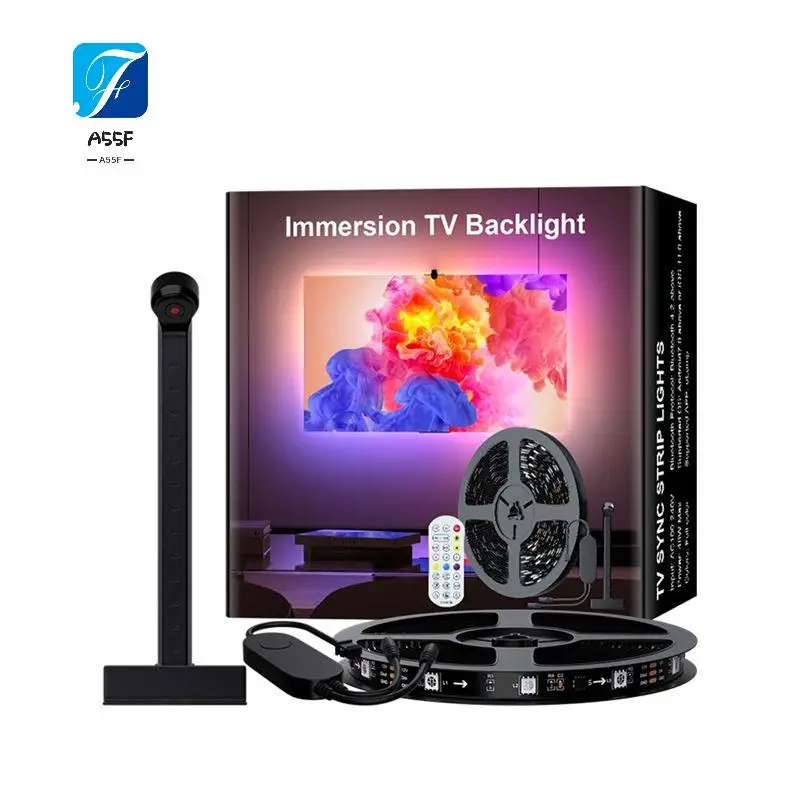 a55f-tv-ledバックライトカメラアンビライトtvキットスマート環境rgbic-ledテープライトストリップtv同期用5vストリングeu