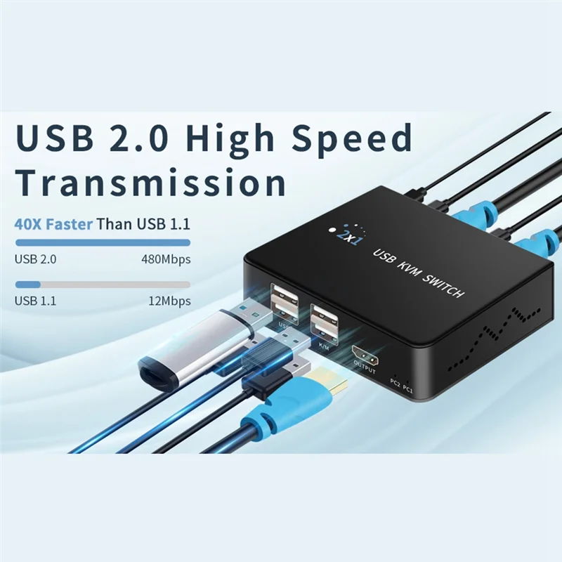 Superior-USB KVM Switcher 2 In 1 Out 4K 60HZ USB Keyboard Mouse Monitor Selector Switch Laptops Printers