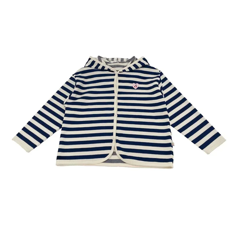 

24 Spot Girls' BP Striped Cardigan Autumn Stylish and Versatile Hooded Jacket for Small, Medium and Large Children