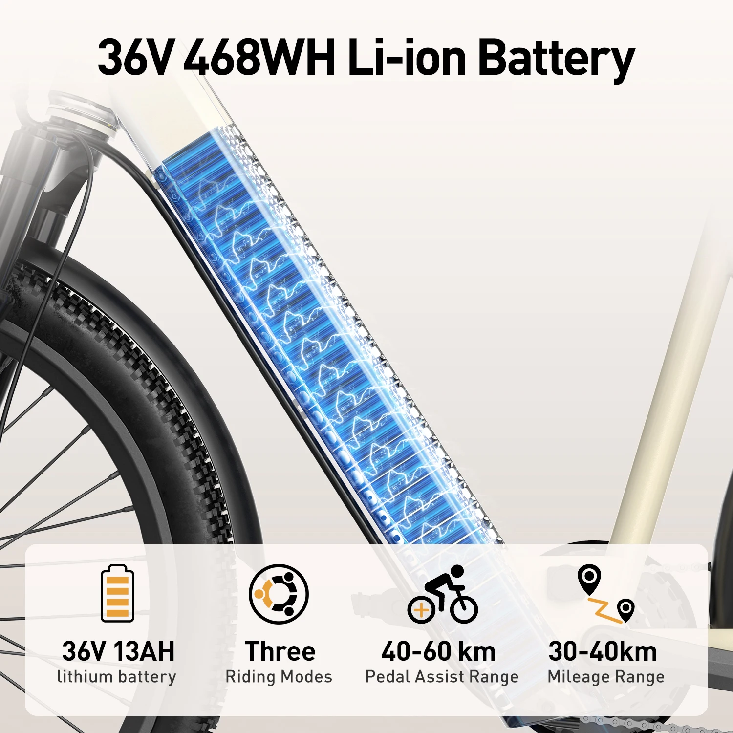 Aairsk SU7 الكبار Ebike 400 واط موتور 36 فولت 13 أمبير بطارية دراجة كهربائية الحضرية التنقل 24*1.95 "الإطارات السفر دراجة كهربائية جبلية #3