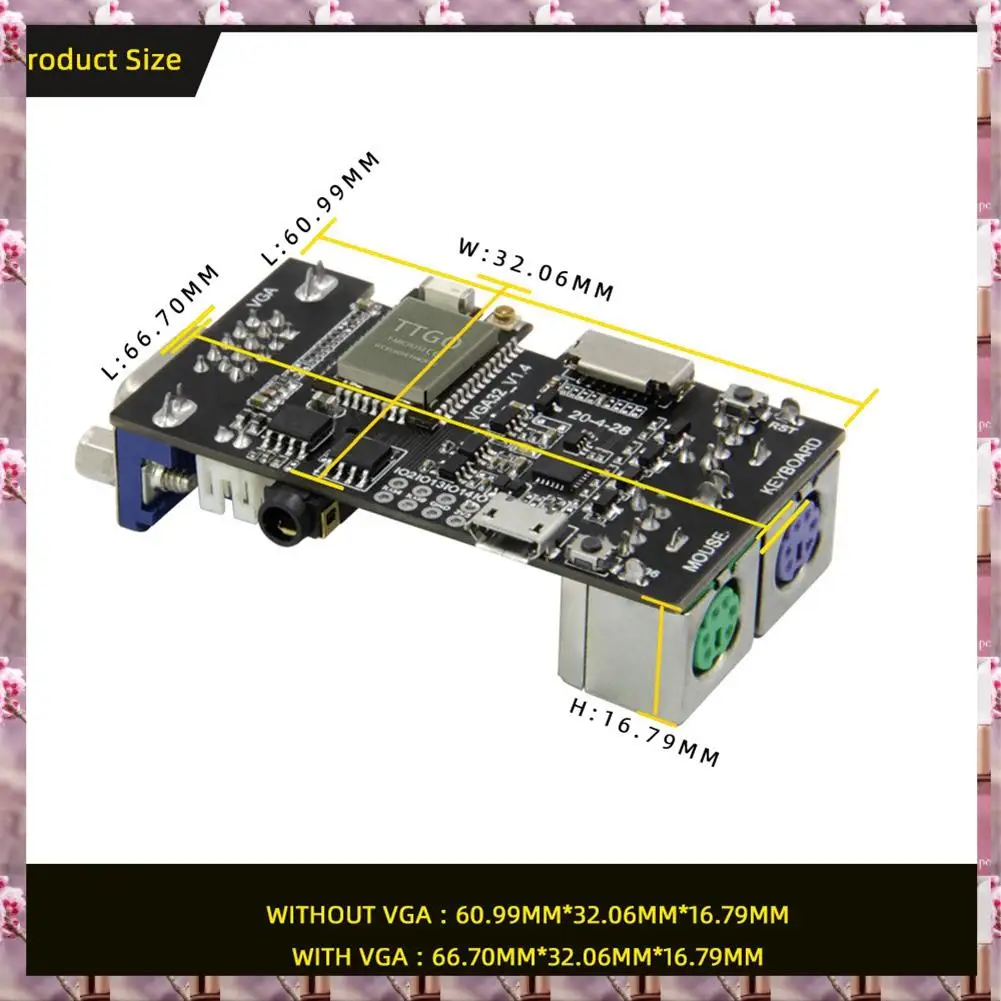 2025 Fabgl VGA32 VGA ESP32 Modulo PSRAM V1.4 Controller PS/2 Mouse Tastiera Libreria grafica Gioco ANSI/VT Terminali Circuiti, Fabg
