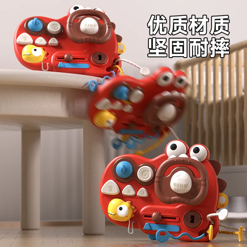 

Baby Multi Functional Toys Dinosaur Modelling Montessori Busy Board Stroller Early Educational Pull String Toys Gift For Kids