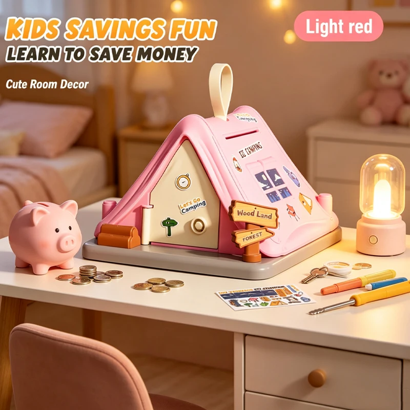 Creative Tent Piggy Bank Cartoon Moneybox Piggybank Kids Toys Saving Coins Cash Atm Children's Toys Christmas Birthday Gifts