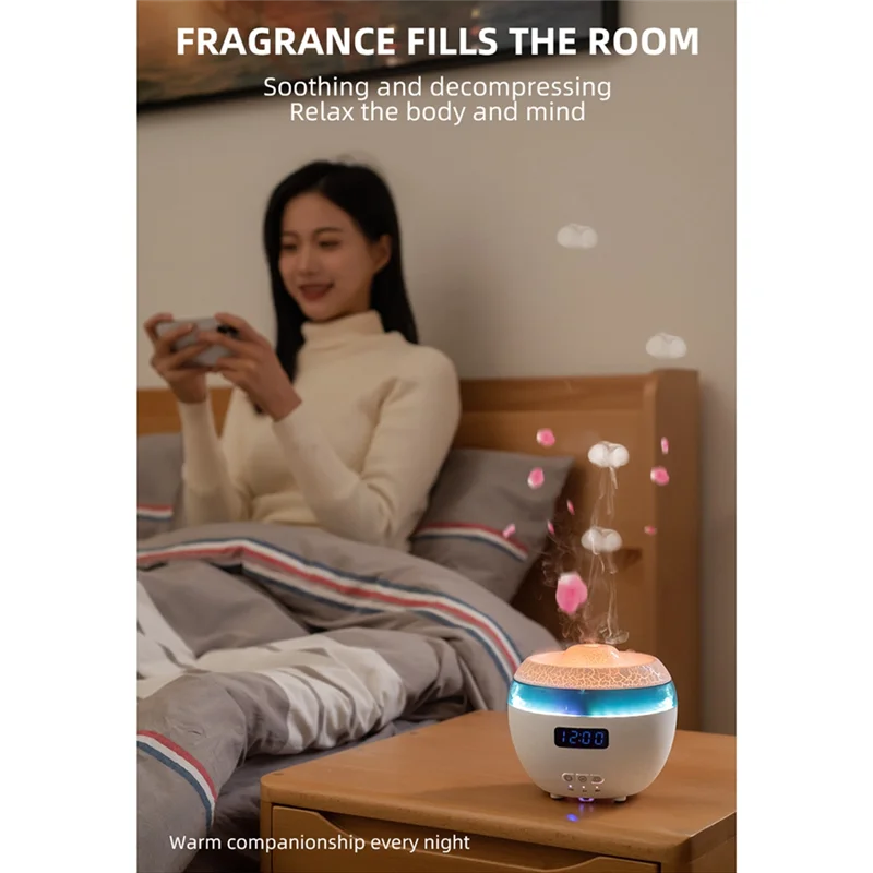 

A97Z Dynamic Humidifier Home Desktop Digital Display Clock Wireless Remote Control Essence Oil Aromatherapy Machine EU Plug