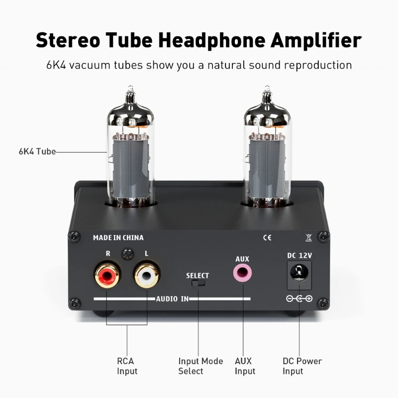 Portable Vacuum Tube P2 Headphone Amplifier Preamp Mini Low Earth Noise Output