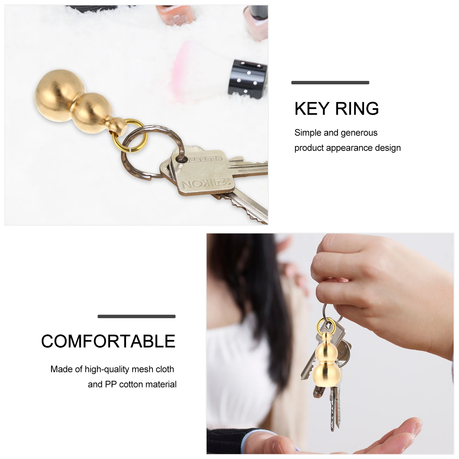 Brass Gourd Keychain Compact Pendant Lucky Charm Affordable Chinese Accessories Metal Ring