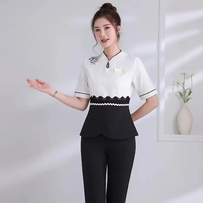 Esthetic Uniform Summer Short Sleeve Beauty Salon Suit Women\'s Spa Beautician Clothing Hotel Massage Workwear Korean Overalls