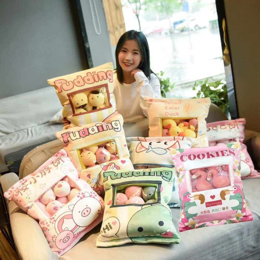 Cartoon Bag Of Snacks Doll Pillow Nnet Red Ins Snack Bag Plush Toys Creative Sofa Chair Cushions