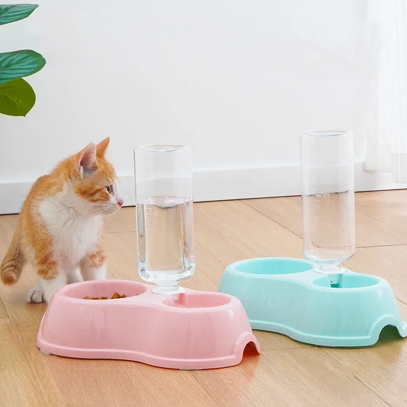 Cat Accessories Pets Dual Use Drinking Water Bottle Cat Food Bowl Pet Supplies Automatic Hydration Anti Slip Cat Feeder Dog Bowl