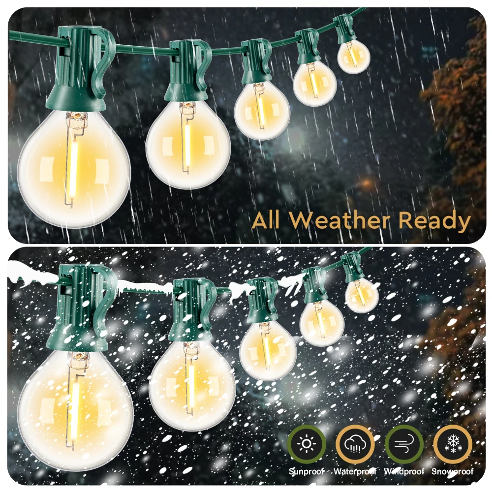 Imagem -04 - Outdoor Impermeável Led String Lights Jardim Luzes de Natal Vintage Guirlanda Branco Quente Impermeável G40 ue 220v Eua 110v