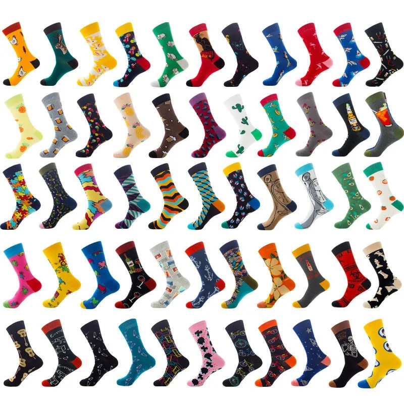 

New Cotton Socks Simple Striped Diamond Printed Personality INS Trend Street Art Sports Socks For Men Women In Tube Socks T205