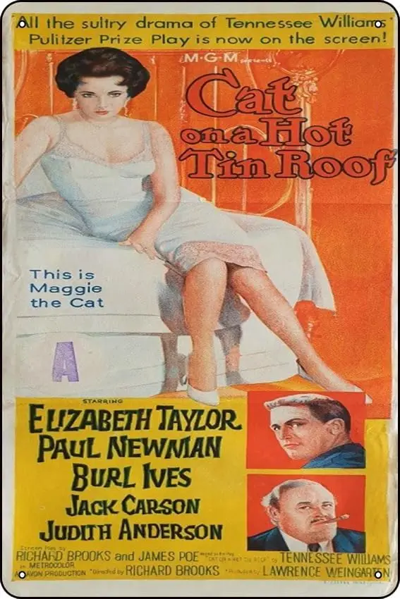 Cat On A Hot Tin Roof 1958 Australian/NZ Daybill Metal Sign Vintage Metal Bar Terrace Wall Decoration for Outdoor Patio Porch Po