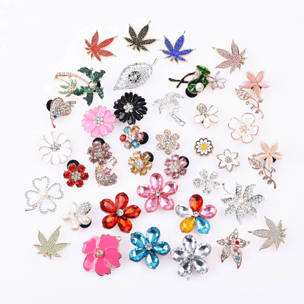 

1 Pcs Metal Shoes Decorations Bling Diamonds Shoe Charm Colorful Flower Leaf Decoration Love Girl's Gift Bracelet Accessories