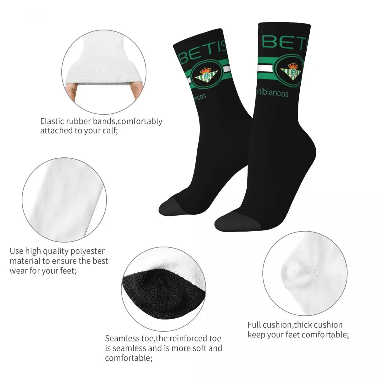 La Liga Real Betis Stockings Custom Trendy Socks Winter Non Skid Socks Adults Men Outdoor Medium Soft Socks