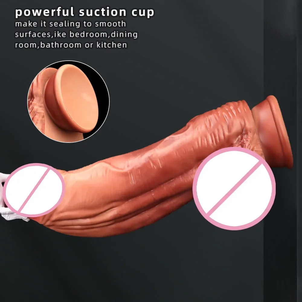 67*18CM Double-layer Liquid Silicone Giant Realistic Dildo Super Huge Anal Plug XXXXXL Simulation Penis Adult Sex Toy for Man