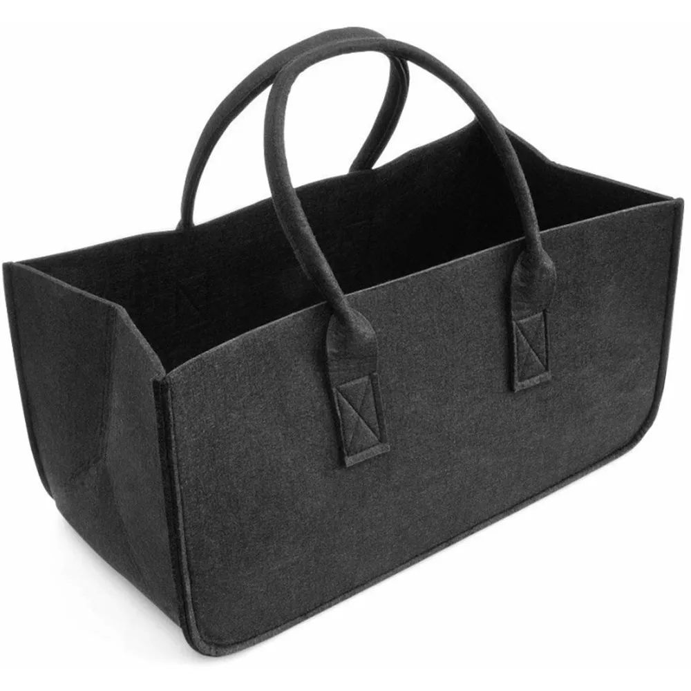 Felt Storage Bag Fireplace Wood Organizer Bags Shopping Basket Magazine Rack Firewood Pocket Home Storage Bags Holder