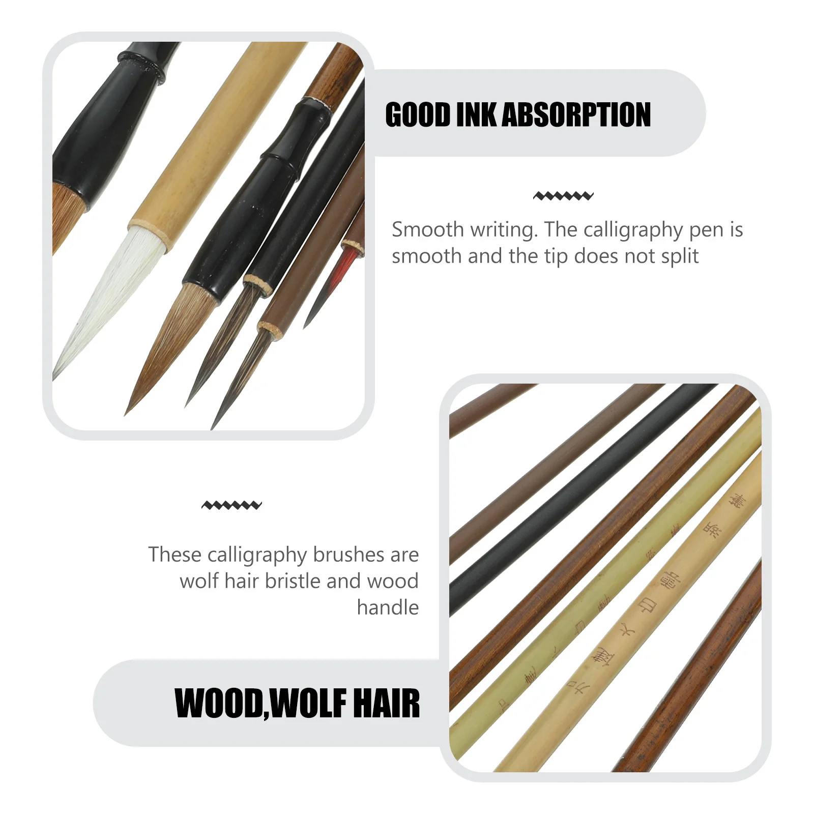 مجموعة فرشاة الخط التقليدية مكونة من 7 قطع من فرشاة الحبر الصينية لكتابة اللوحة والتدفق السلس ليس من السهل أن تسقط الشعر #3