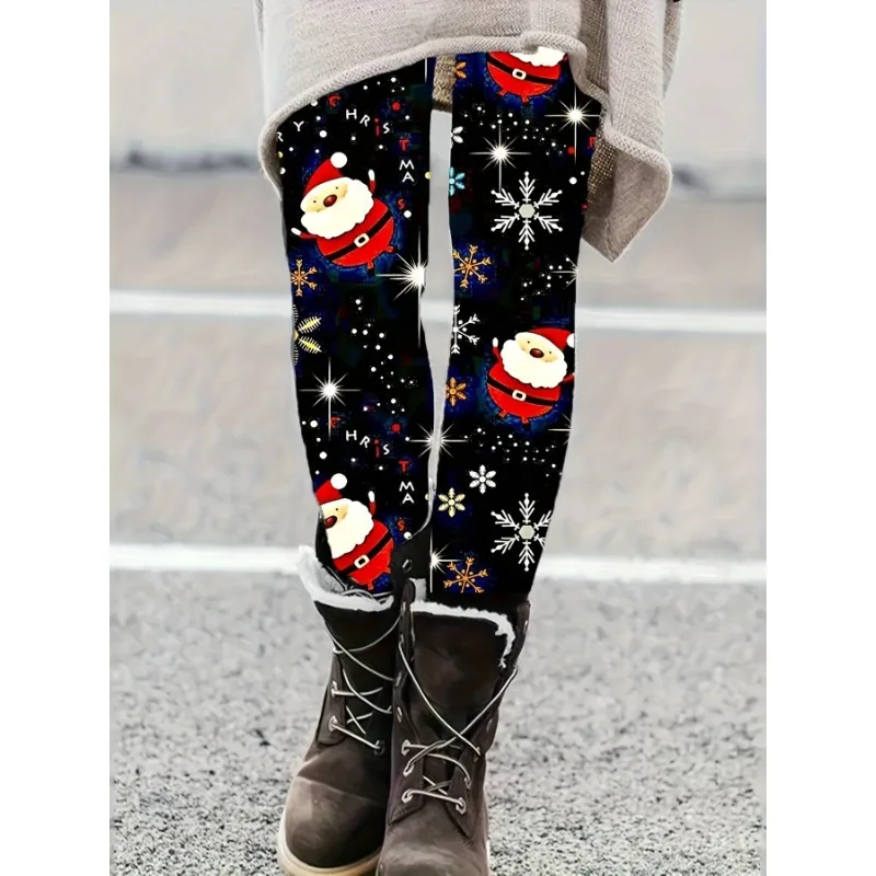 

Christmas Printed Casual Pants Women 2023 Autumn Winter Fashion Elastic Waist Straight Leg Trousers Party Club Streetwear