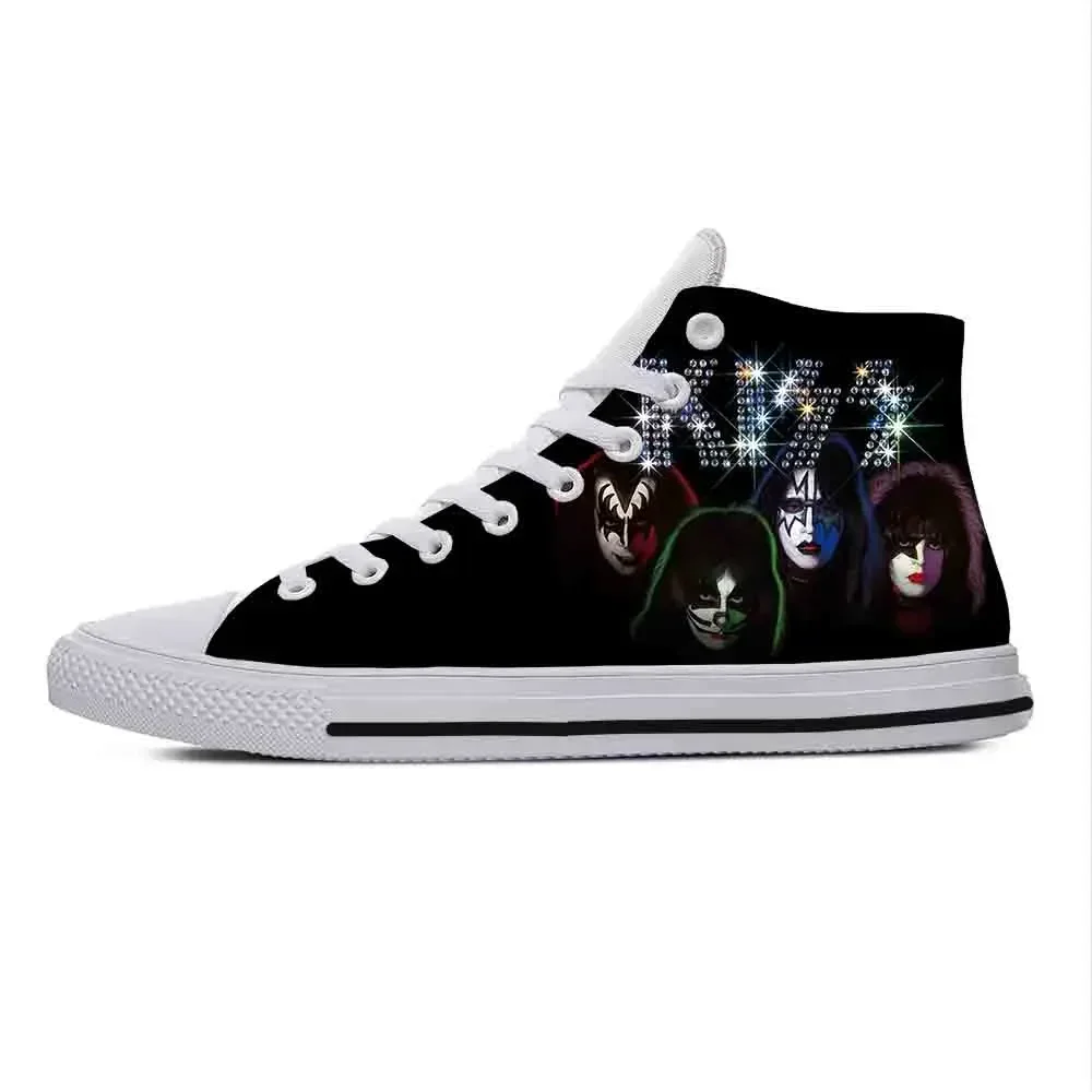 Heavy Metal Rock Band Music Singer Kiss Fashion Casual Cloth Shoes High Top Lightweight Breathable 3D Print Men Women Sneakers