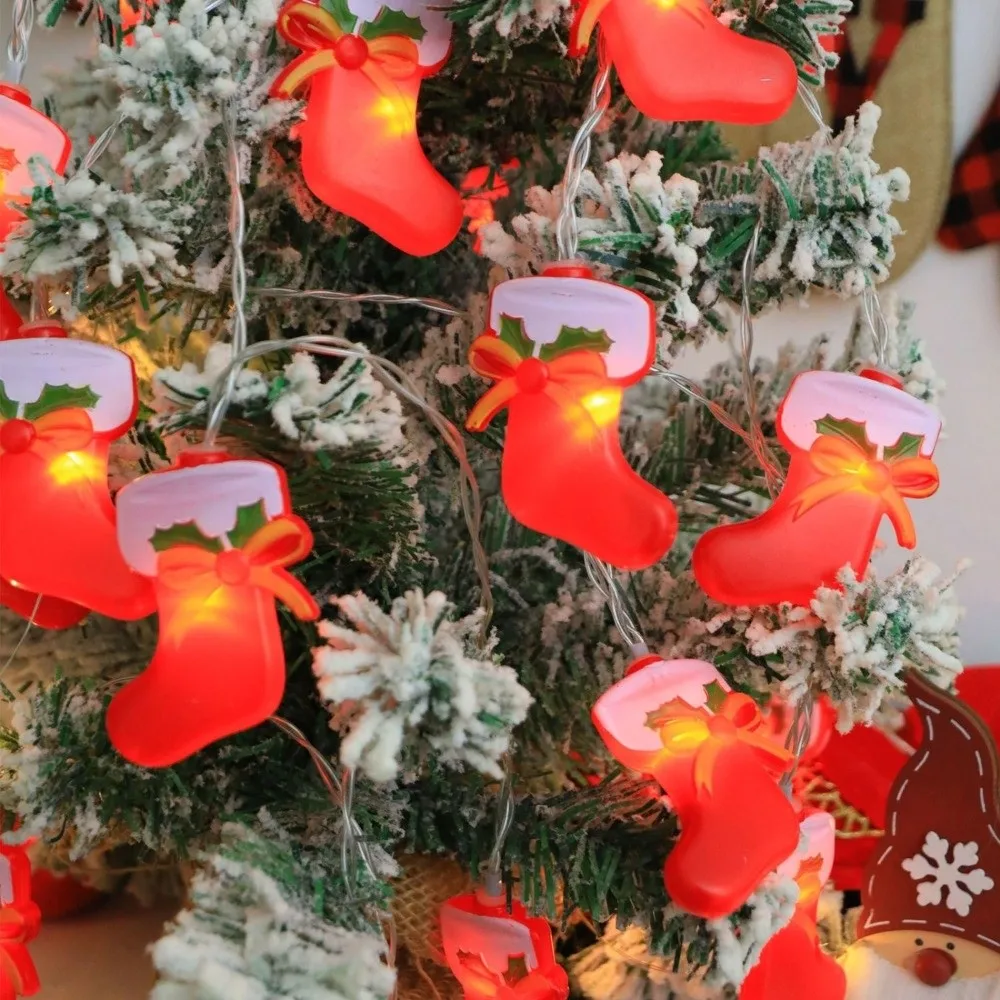 1.5M/3M/6M クリスマス LED ストリングライト 10/20/40 LED サンタ帽子キャンディケインライトウォームホワイト防水クリスマスツリーオーナメント